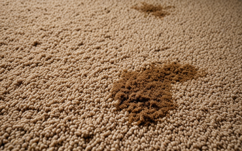 Carpet before cleaning: stains and matted fibers